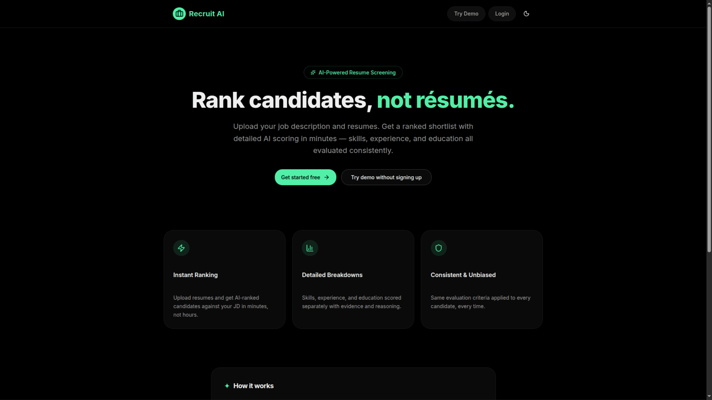 Recruit AI interface